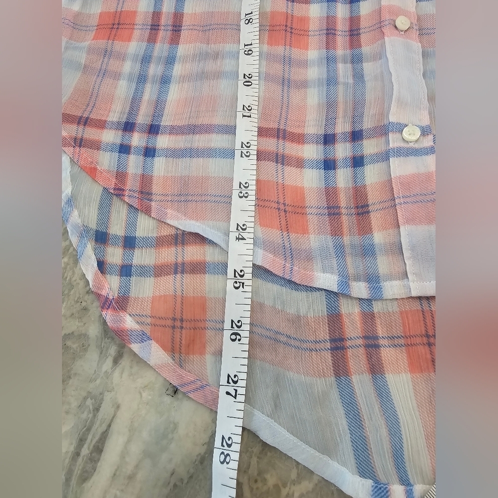 Abercrombie & Fitch Sheer Plaid Button Down Shirt Size Small - Picture 11 of 11